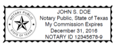 State of Texas notary seal